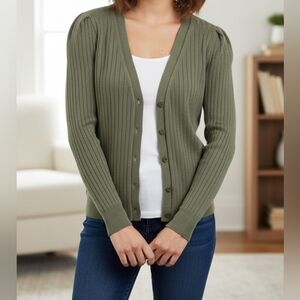 Abercrombie & Fitch Green Ribbed Knit Cardigan – Size Large - Soft A & T